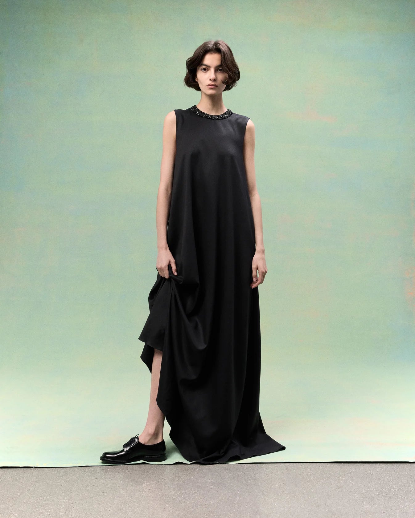 Capitol Dress With Crystal Collar - Black