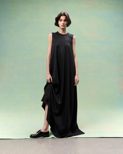 Capitol Dress With Crystal Collar - Black