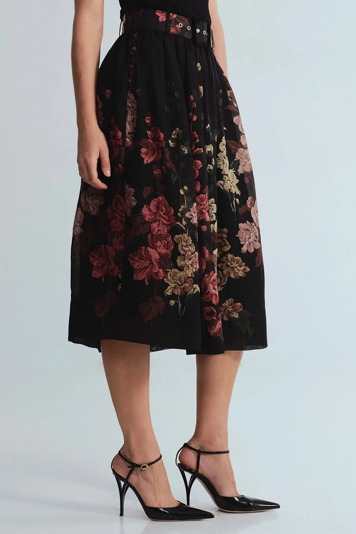 Alba Midi Skirt - Black Multi