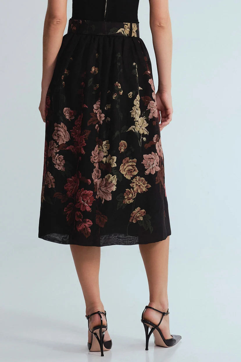 Alba Midi Skirt - Black Multi
