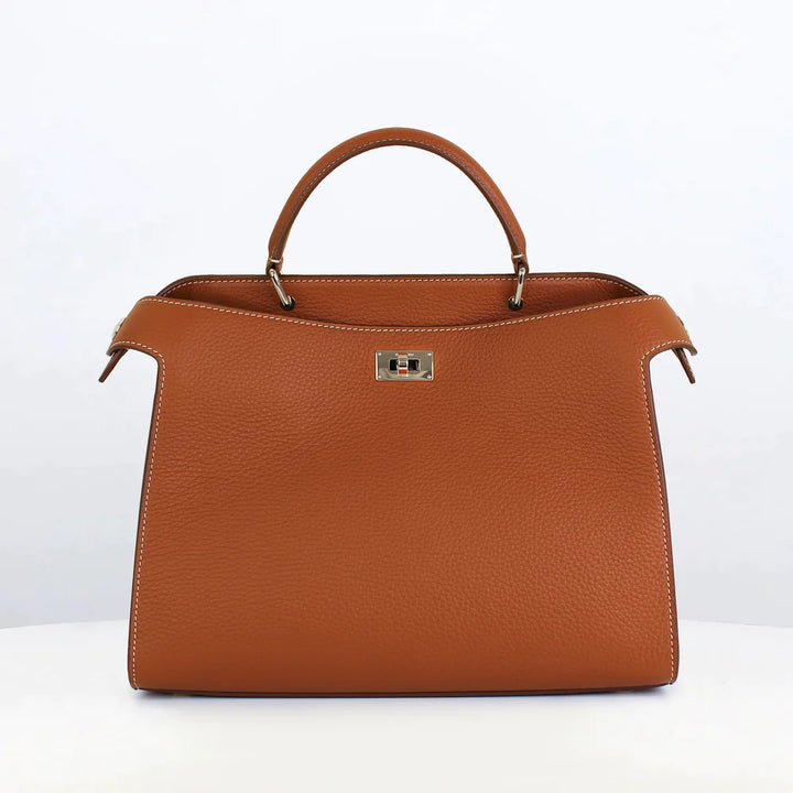 LEATHER HANDBAG LUTECE PM GOLD