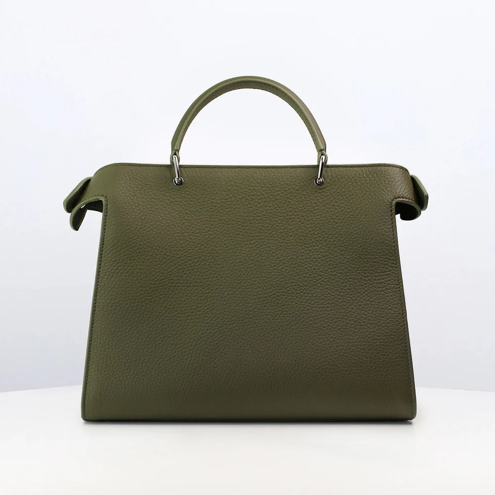 Leather Handbag Lutece PM Olive Green