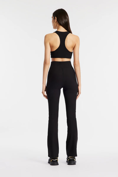 RIBBED FLARE LEGGING - BLACK