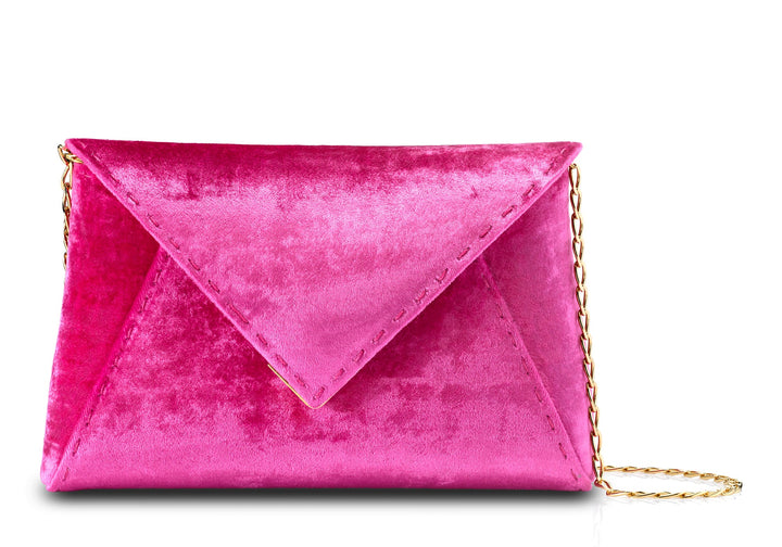 Lee Small CRUSHED VELVET POUCHET - Fuchsia