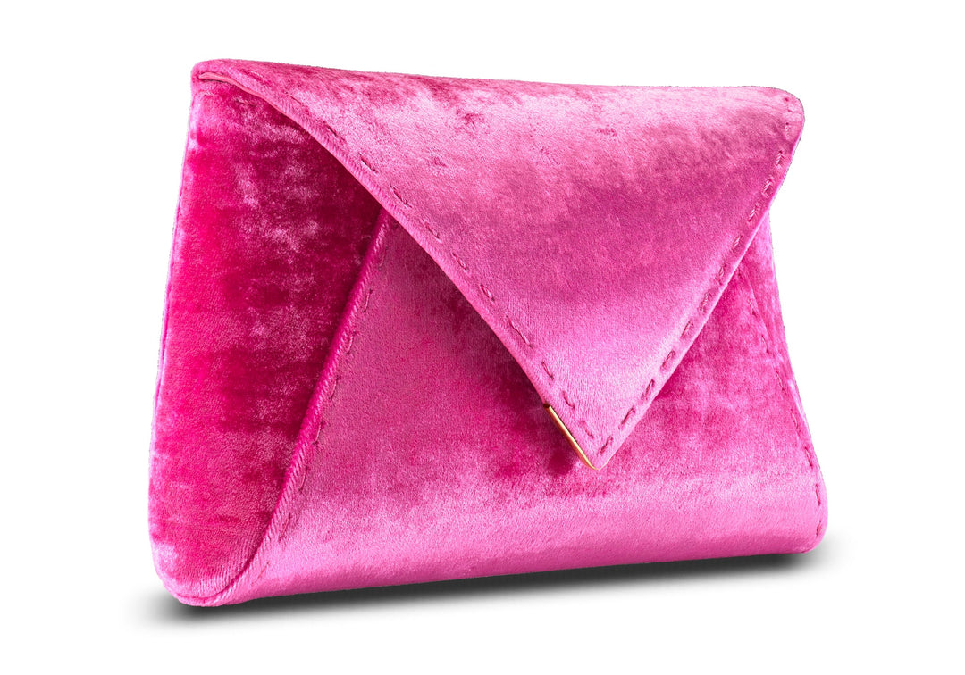 Lee Small CRUSHED VELVET POUCHET - Fuchsia