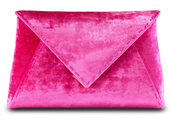 Lee Small CRUSHED VELVET POUCHET - Fuchsia