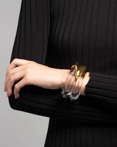 Liquid Lucite Wave Hinged Cuff Bracelet