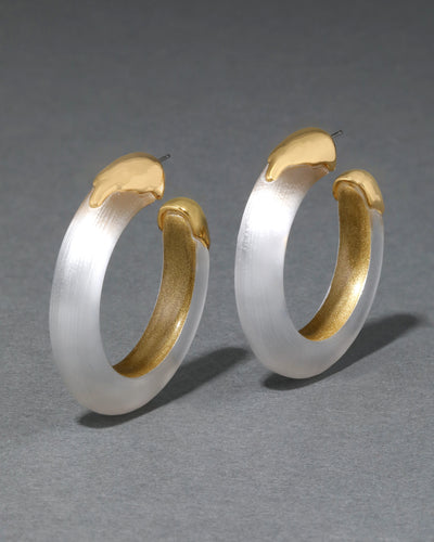 Luminous Lucite Gold Dipped Hoop Earring - Silver