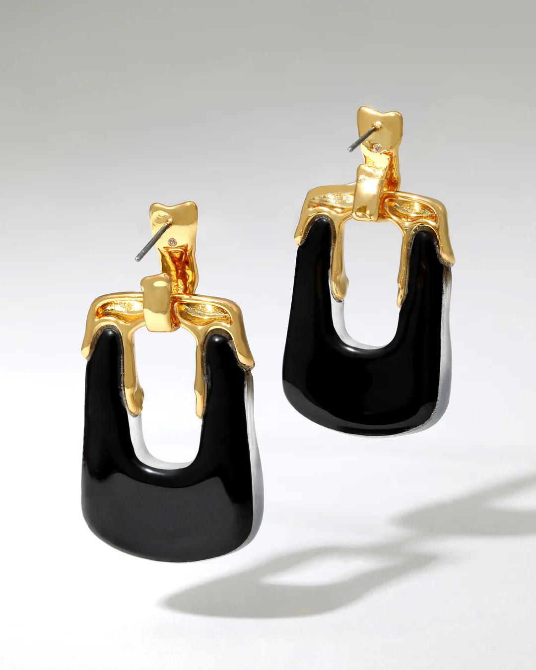 Luminous Lucite Rectangular Door Knocker Earring - Black