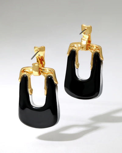 Luminous Lucite Rectangular Door Knocker Earring - Black
