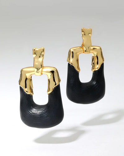 Luminous Lucite Rectangular Door Knocker Earring - Black