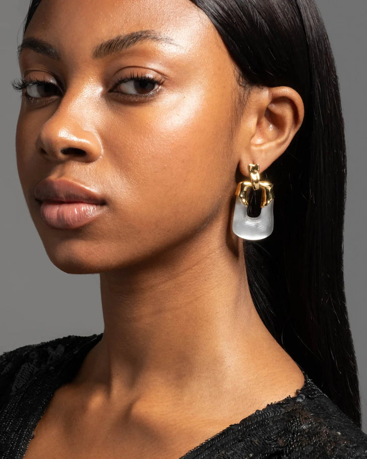 Luminous Lucite Rectangular Door Knocker Earring - More Colors Available