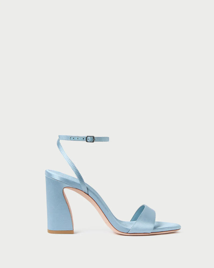 Malia Curved−Heel Sandal - Blue Satin