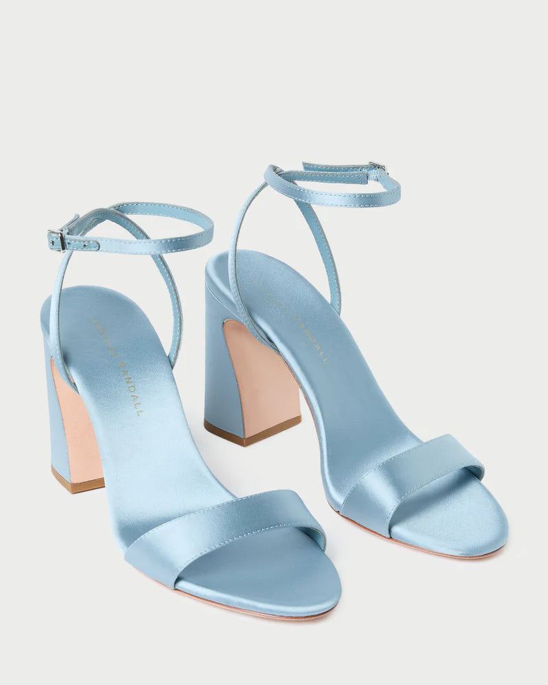 Malia Curved−Heel Sandal - Blue Satin
