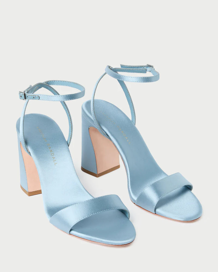 Malia Curved−Heel Sandal - Blue Satin