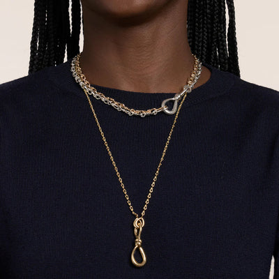 Large True Lover's Knot Handmade Necklace Chain 16" - Silver