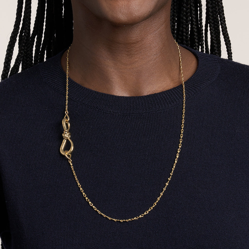 Small True Lover's Knot Handmade Necklace Chain 16" - 18K Yellow Gold