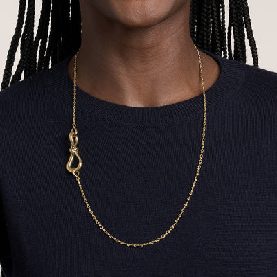 Small True Lover's Knot Handmade Necklace Chain 16" - 18K Yellow Gold