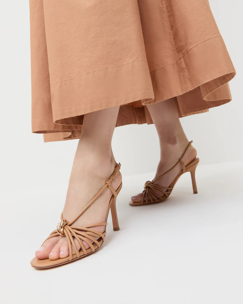 Mareka Dune Leather Heeled Sandal - Khaki