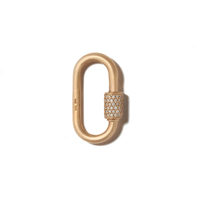 Stoned Medium Lock with Diamonds - 14K Yellow Gold