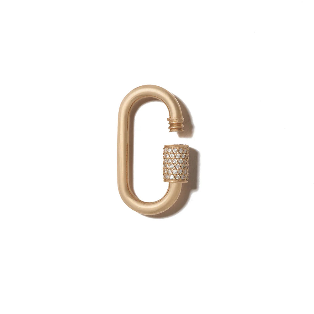 Stoned Medium Lock with Diamonds - 14K Yellow Gold