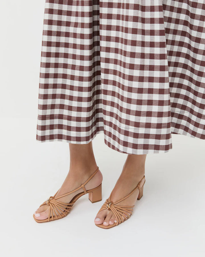 Minna Dune Leather Heeled Sandal - Khaki