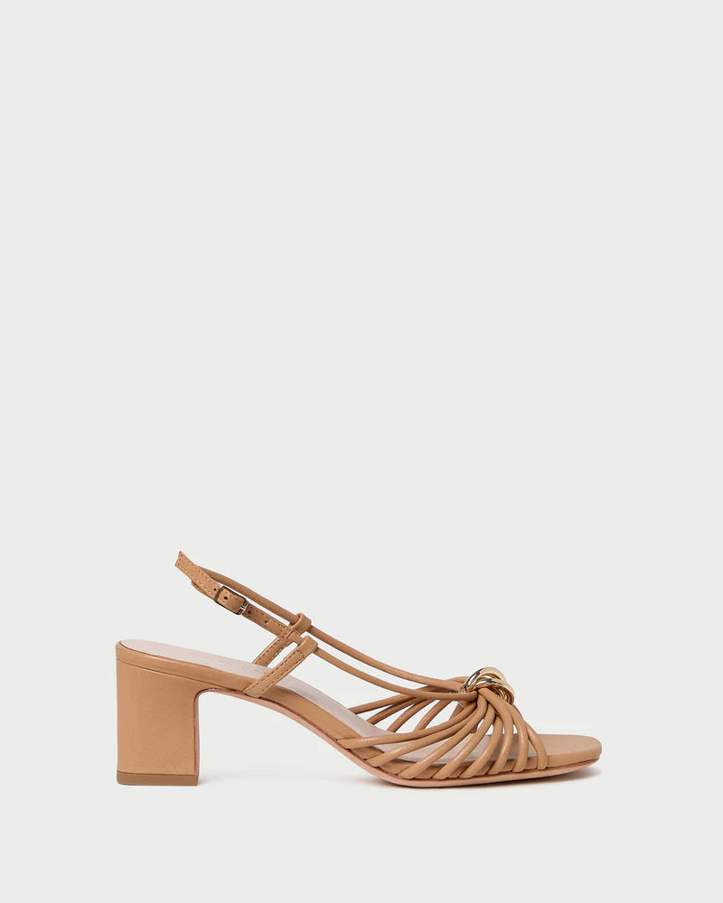 Minna Dune Leather Heeled Sandal - Khaki