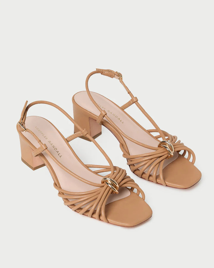 Minna Dune Leather Heeled Sandal - Khaki