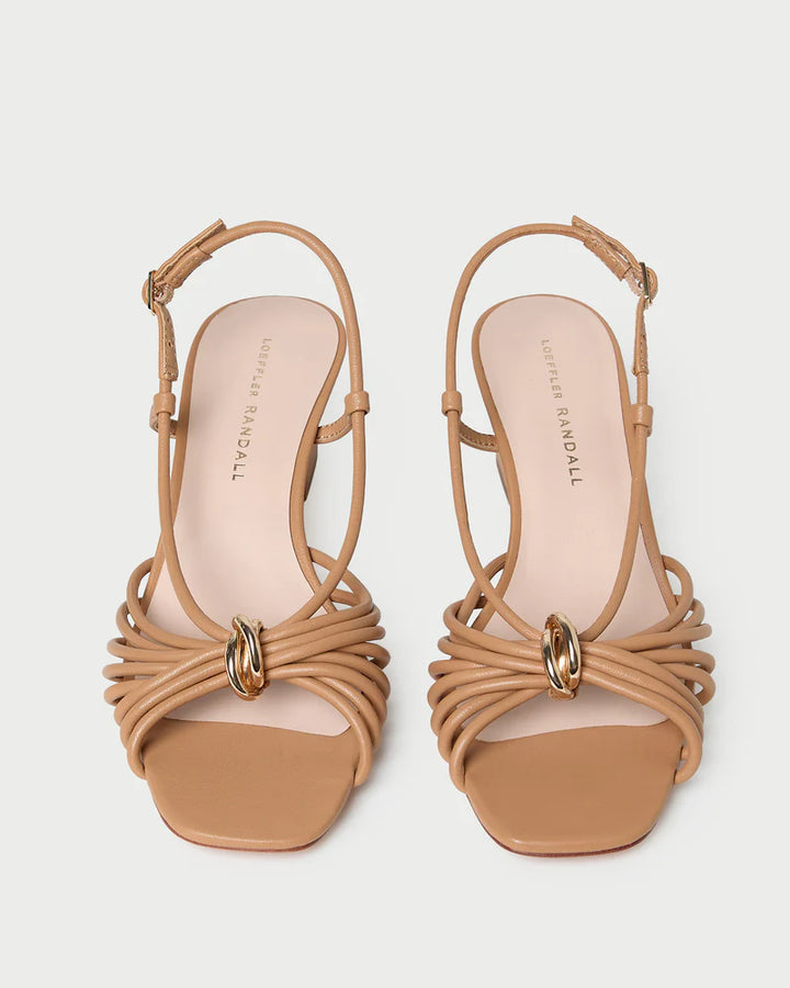 Minna Dune Leather Heeled Sandal - Khaki