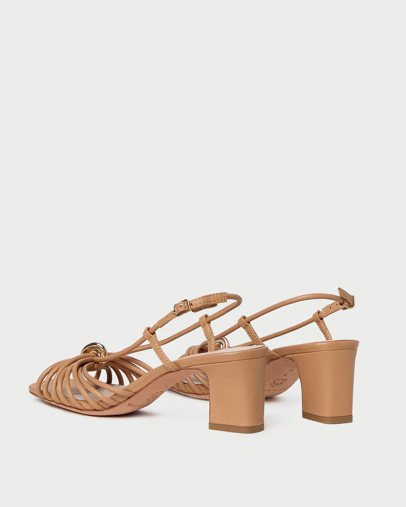 Minna Dune Leather Heeled Sandal - Khaki