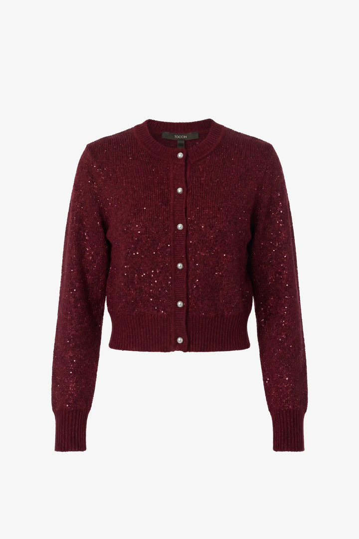 Mollie Sequin Cardigan - Garnet