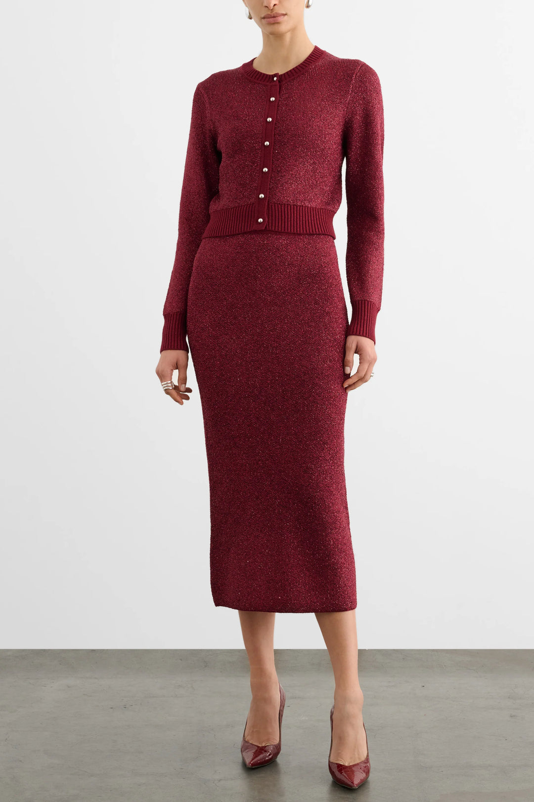Mollie Sequin Cardigan - Garnet