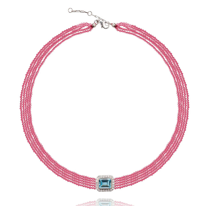 Molly Necklace - Light Pink Spinel/Blue Topaz