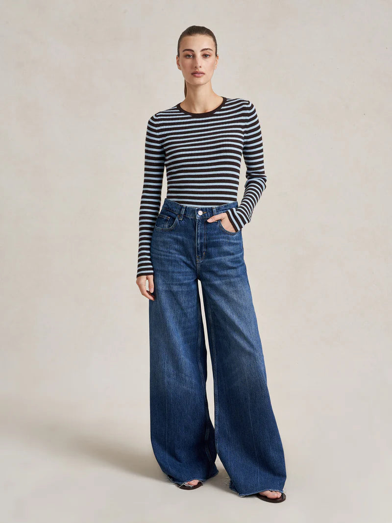 Striped Fitted Sweater - Brown/Blue