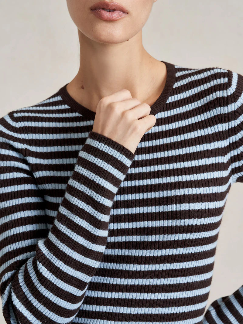 Striped Fitted Sweater - Brown/Blue