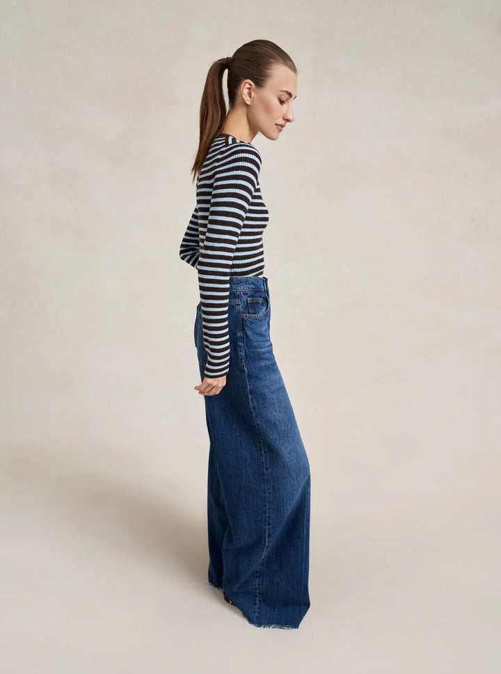 Striped Fitted Sweater - Brown/Blue