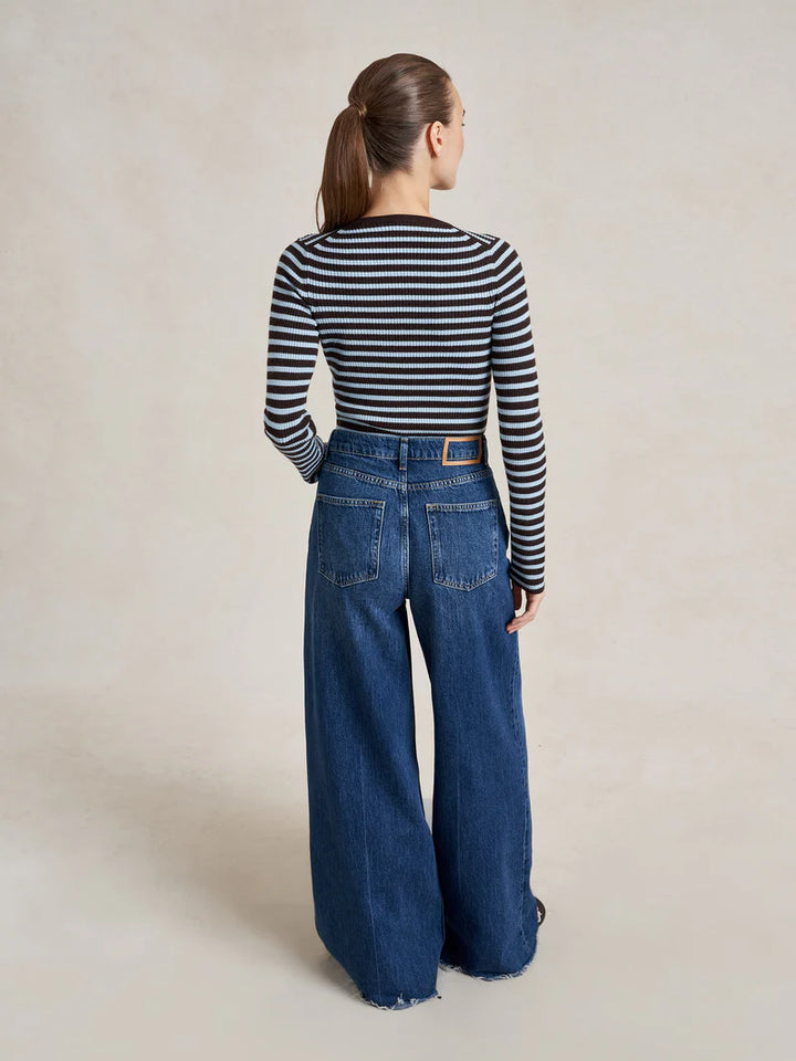 Striped Fitted Sweater - Brown/Blue