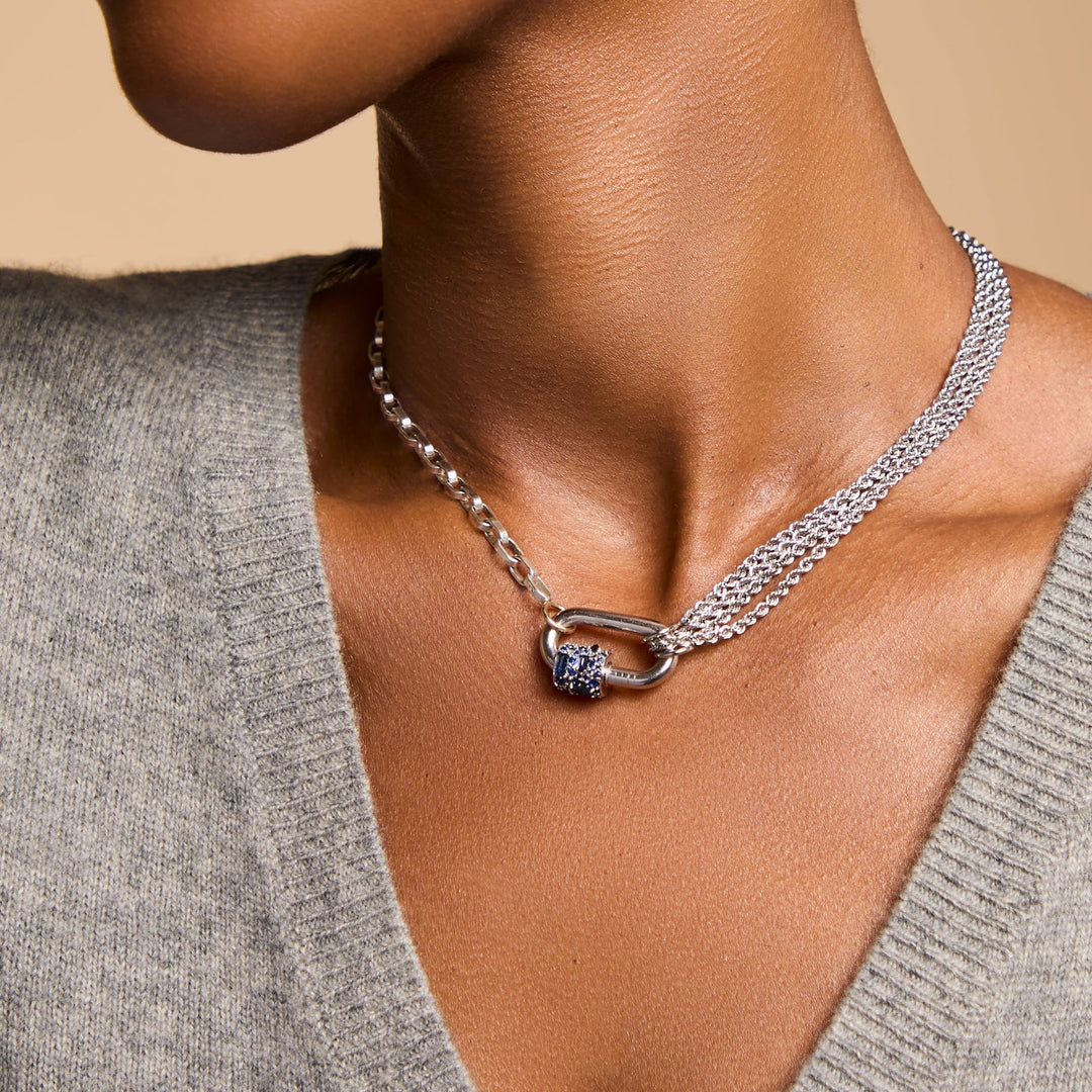 Biker Chain Necklace in Polished Silver