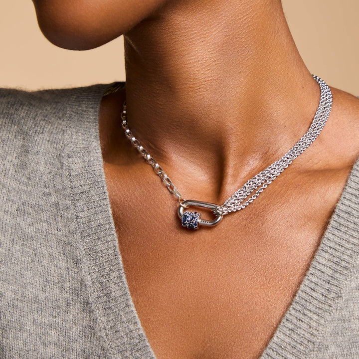 Biker Chain Necklace in Polished Silver