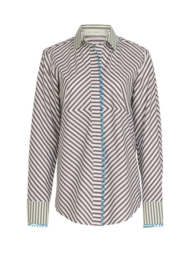 Melissa Stripes Blouse - Brown