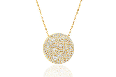 14K Large Scattered Diamond Necklace - Yellow Gold