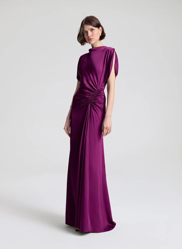 Nadia Satin Gown - Jewel