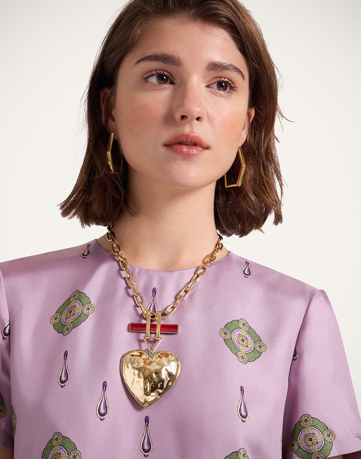 Love Necklace - 24k Gold Plate & Carnelian