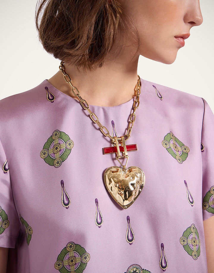 Love Necklace - 24k Gold Plate & Carnelian