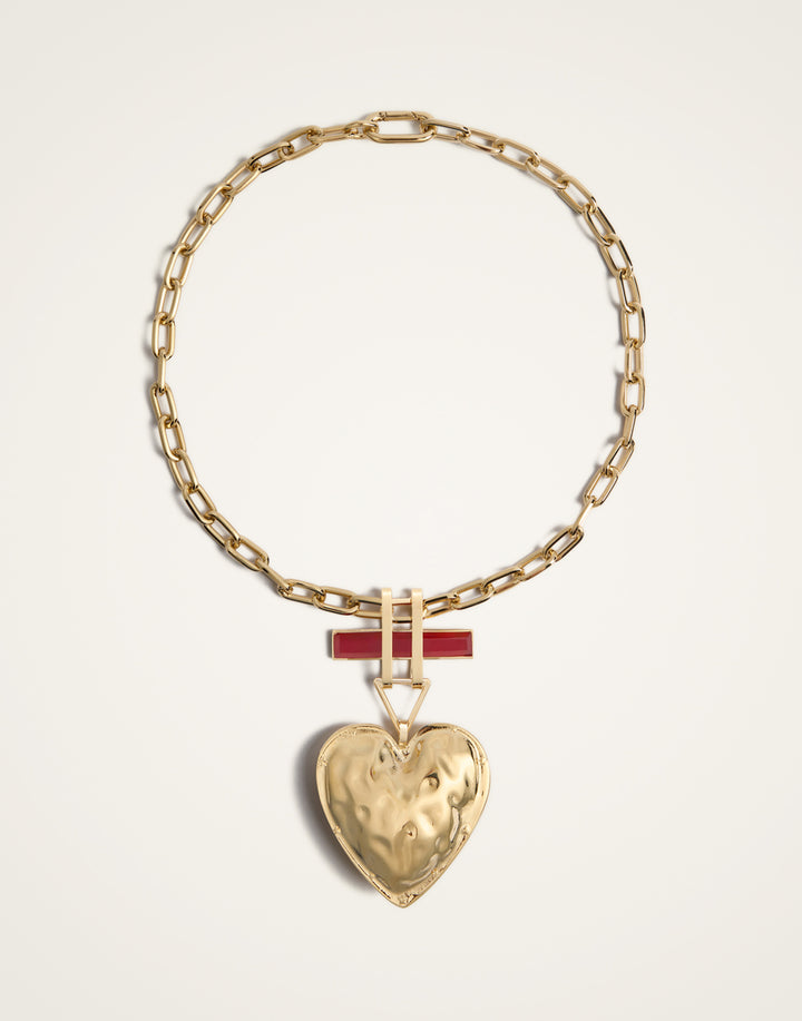 Love Necklace - 24k Gold Plate & Carnelian