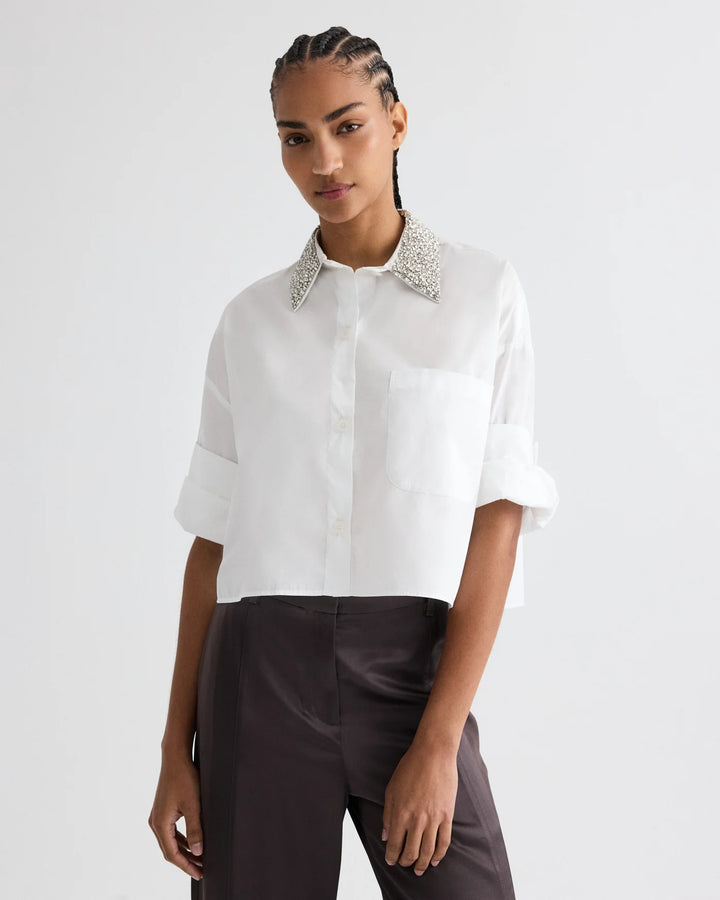 TWP - Next Ex Shirt with Crystal Collar - White