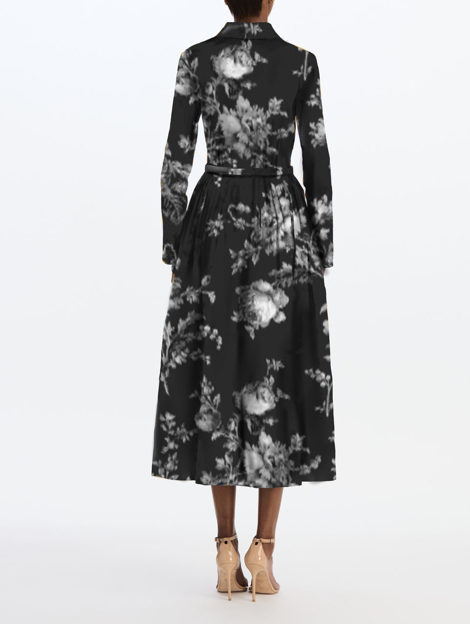 Long Sleeve Collared Peony Cotton Raso Day Dress