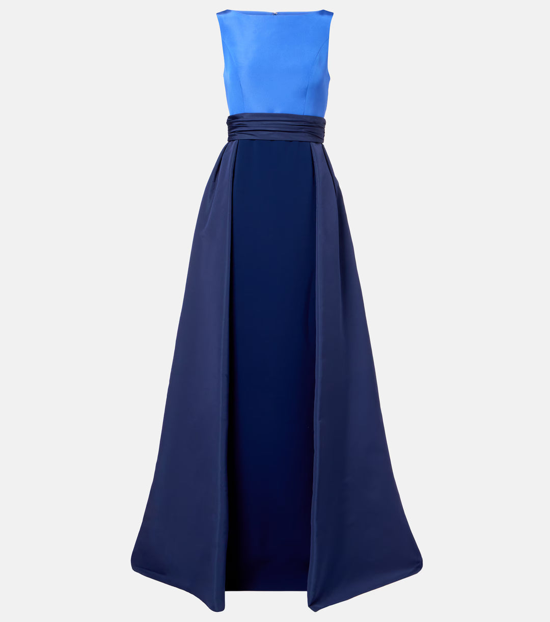 Color-Blocked Column Gown with Overskirt - More Colors Available