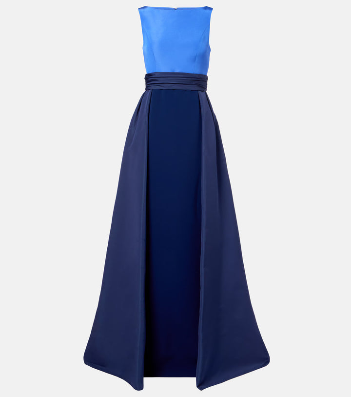 Color-Blocked Column Gown with Overskirt - More Colors Available