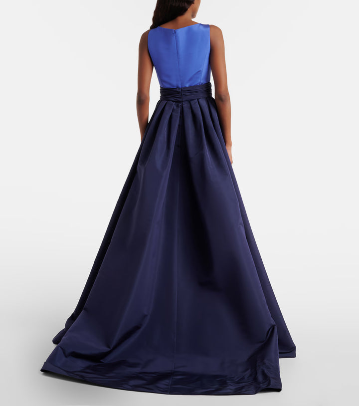 Color-Blocked Column Gown with Overskirt - More Colors Available